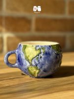 ماگ سرامیکی دست ساز طرح نقشه جهان