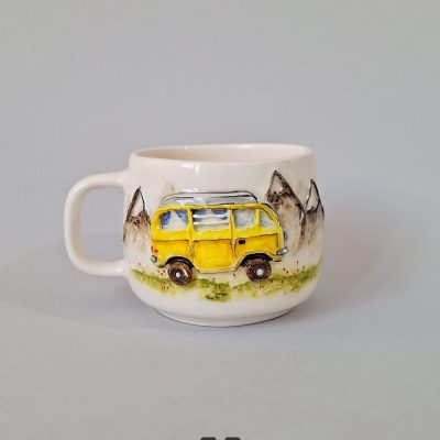 ماگ سرامیکی دست ساز طرح ونلایف مپگرد