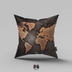 کوسن طرح نقشه جهان قهوه ای