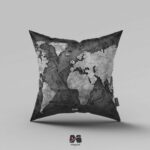 کوسن مخمل طرح نقشه جهان پول