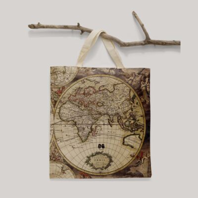 ساک خرید پارچه ای طرح نقشه جهان آنتیک مپگرد