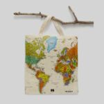 ساک خرید پارچه ای طرح نقشه جهان نارنجی مپگرد