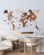 نقشه جهان چوبی سه بعدی پازلی پرایم چند رنگ مپگرد