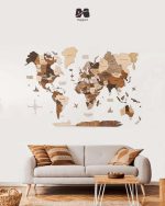 نقشه جهان چوبی چند رنگی پازلی سه بعدی