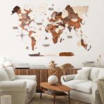 نقشه جهان چوبی پازلی پرایم چند رنگ مپگرد