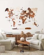 نقشه جهان چوبی پازلی پرایم چند رنگ مپگرد