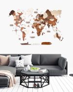 نقشه جهان چوبی چند رنگ پازلی سه بعدی