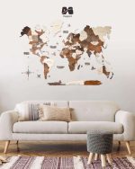 نقشه جهان پازلی سه بعدی چوبی چند رنگ مپگرد