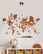 نقشه جهان چوبی پازلی سه بعدی پرایم چند رنگی