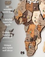 ویژگی های نقشه جهان چوبی پازلی پرایم چند رنگ