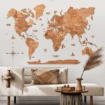 نقشه جهان چوبی پازلی پرایم بلوطی مپگرد