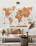 نقشه جهان چوبی پازلی پرایم بلوطی مپگرد