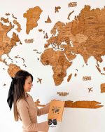 نقشه جهان چوبی پازلی پرایم بلوطی