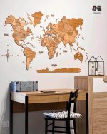 نقشه جهان چوبی سه بعدی پازلی پرایم بلوطی