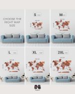 سایز بندی نقشه جهان چوبی پرایم بلوطی