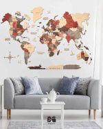 نقشه جهان چوبی پازلی پرایم چند رنگ مات