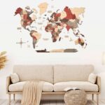 نقشه جهان چوبی پازلی پرایم چند رنگ مات مپگرد