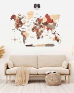 نقشه جهان چوبی پازلی پرایم چند رنگ مات مپگرد