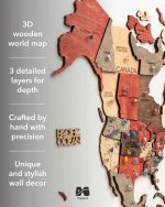 ویژگی های نقشه جهان چوبی پازلی پرایم چند رنگ مات