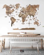 نقشه جهان چوبی پازلی پرایم رنگ چوب