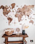 نقشه جهان چوبی پازلی سه بعدی پرایم نسکافه ای روشن