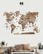 نقشه جهان چوبی پازلی پرایم نسکافه ای مپگرد