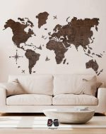 نقشه جهان چوبی پازلی پرایم قهوه ای تیره