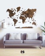 نقشه جهان چوبی پازلی پرایم گردویی مپگرد