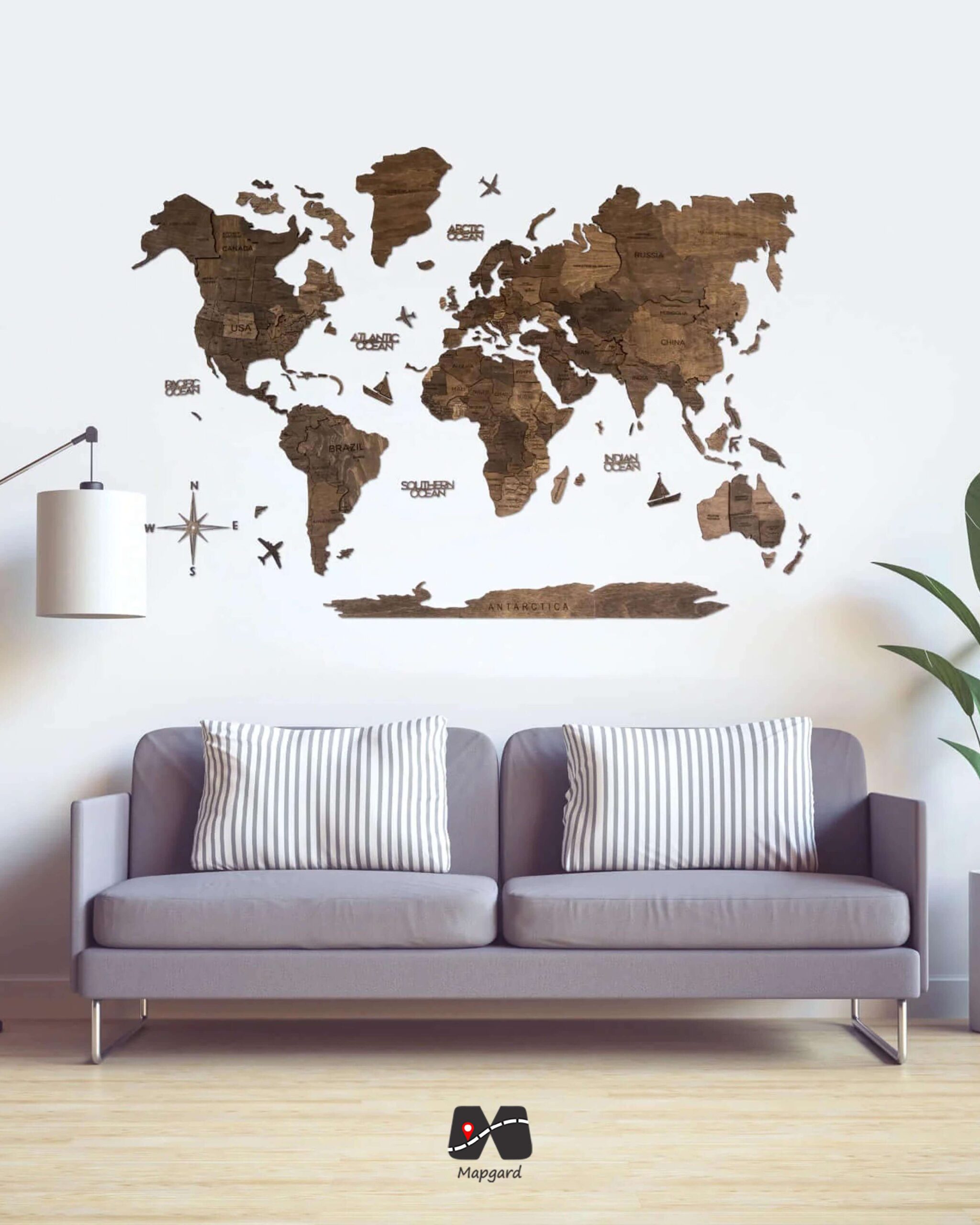 نقشه جهان چوبی پازلی پرایم گردویی مپگرد نقشه جهان چوبی پازلی پرایم گردویی مپگرد