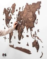 نقشه جهان چوبی پازلی پرایم گردویی از بغل