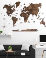 نقشه جهان چوبی پازلی پرایم گردویی