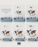 سایز نقشه جهان چوبی پازلی پرایم گردویی مپگرد