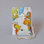 کیف پاسپورت گردنی مخفی طرح نقشه جهان نارنجی مپگرد