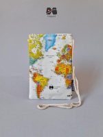 کیف پاسپورت گردنی مخفی طرح نقشه جهان نارنجی مپگرد