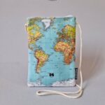 کیف پاسپورت گردنی مخفی طرح نقشه جهان سبز آبی شارپ