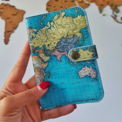 کاور پاسپورت و شناسنامه طرح نقشه جهان سبز آبی