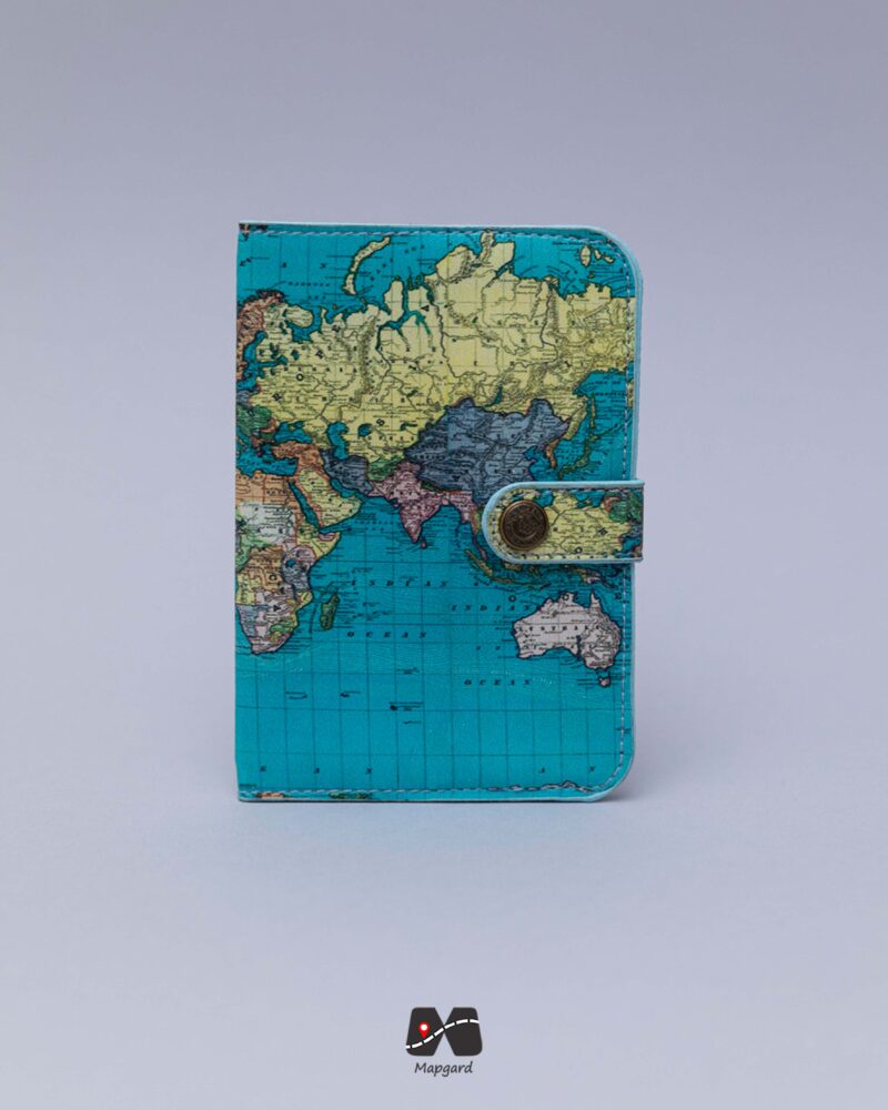 کاور پاسپورت و شناسنامه طرح نقشه جهان سبز آبی مپگرد
