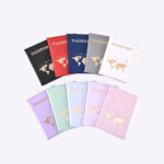 کاور پاسپورت و شناسنامه با طرح نقشه جهان طلاکوب