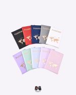 کاور پاسپورت و شناسنامه با طرح نقشه جهان طلاکوب