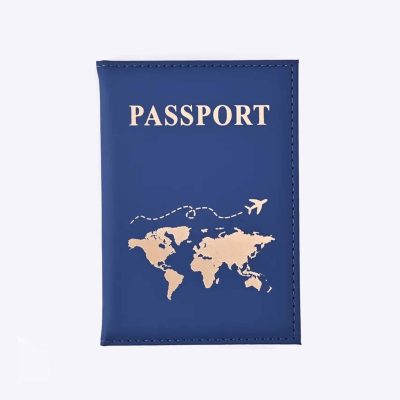 کاور پاسپورت و شناسنامه سرمه ای طرح نقشه جهان طلاکوب مپگرد