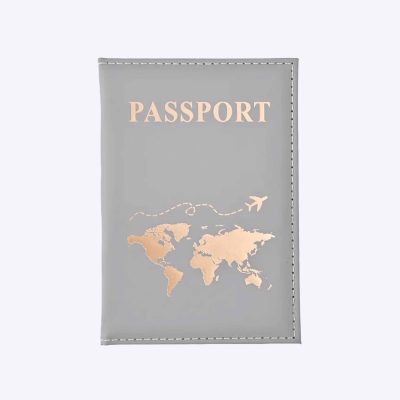 کاور پاسپورت و شناسنامه طوسی طرح نقشه جهان طلاکوب مپگرد