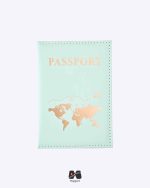 کاور پاسپورت و شناسنامه سبز پاستیلی طرح نقشه جهان طلاکوب مپگرد