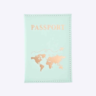 کاور پاسپورت و شناسنامه سبز پاستیلی طرح نقشه جهان طلاکوب مپگرد