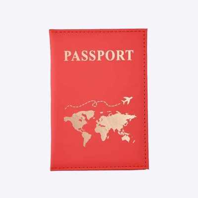 کاور پاسپورت و شناسنامه قرمز طرح نقشه جهان طلاکوب مپگرد