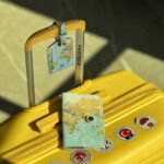 ست کاور پاسپورت و تگ چمدان طرح نقشه جهان آبی