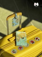 ست کاور پاسپورت و تگ چمدان طرح نقشه جهان آبی