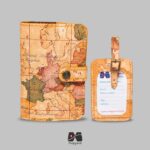 ست کاور پاسپورت و تگ چمدون طرح نقشه جهان قدیمی