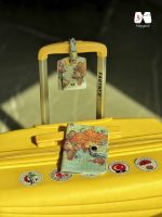 ست کاور پاسپورت و تگ چمدان طرح نقشه جهان وینتیج