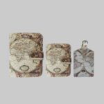 ست کاور پاسپورت تگ چمدان و جاکارتی طرح نقشه جهان آنتیک مپگرد