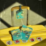 ست کاور پاسپورت تگ چمدان و جاکارتی طرح نقشه جهان سبز آبی